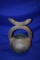 BROWN BOWL W/WOOD LIKE HANDLE, HOME DECOR