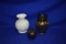 (3) GLASS/METAL VASES