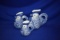 (3) BLUE/WHITE GLASS CHICKEN