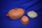 (3) CLAY POTTERY SERVING DISHES W/LID