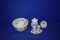 (4) MISC. GLASS SERVING PIECES: CREAMER, SALT &