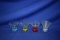 BOX OF (3) CLEAR W/COLORED BOTTOM GLASS SET