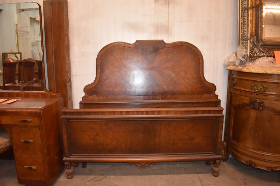 WALNUT FINISH FULL HEADBOARD & BED FRAME
