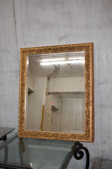 GOLD PLASTIC FRAMED MIRROR, 29" X 35"H