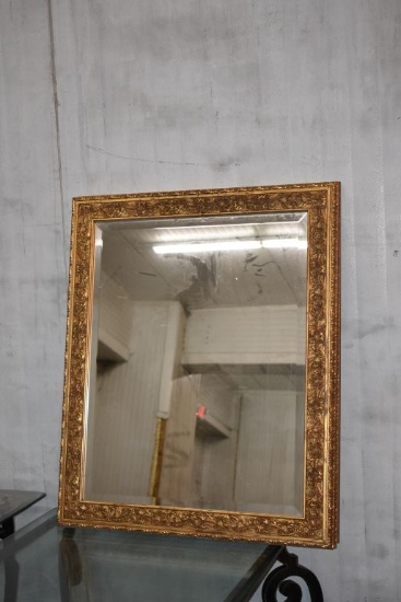 GOLD PLASTIC FRAMED MIRROR, 29" X 35"H