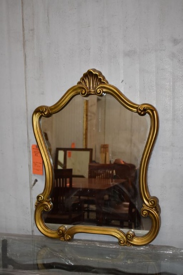 GOLD PLASTIC FRAMED MIRROR, 26" X 34"H