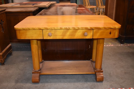 MAPLE LIBRARY WOODEN TABLE W/1 DRAWER, 26" X 42" X 29"H