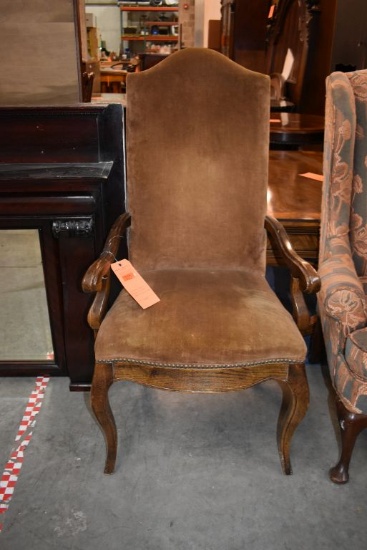 OLD BROWN MATERIAL HIGH BACK CHAIR