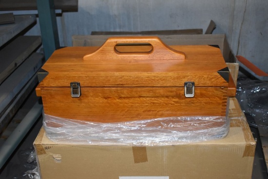 NEW WOOD TOOLBOX, IN BOX, PART #100049159,