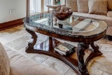 HENDREDON GLASS/MARBLE TOP TABLE, 58