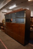 (4) RELE BROWN WOOD & GLASS ENTERTAINMENT CENTER