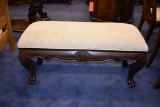 WOODEN BENCH W/CREAM CLOTH TOP, 40