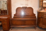 WALNUT FINISH FULL HEADBOARD & BED FRAME
