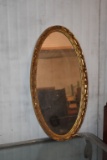 PLASTIC GOLD FRAMED MIRROR, OVAL, 37