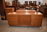 TEAK OFFICE SET: WOODEN 5 DRAWER DESK,