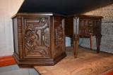 (2) BROWN WOODEN END TABLES