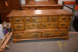 BROWN WOODEN DRESSER, 8 DRAWERS, 19