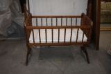 JENNY LIND BROWN WOODEN ROCKING CRADDLE, 38