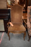 OLD BROWN MATERIAL HIGH BACK CHAIR