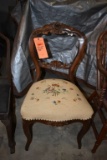 ORNATE WOODEN CHAIR W/NEEDLEPOINT SEAT