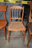 WOODEN CHAIR, CANE SEAT, SPINDLE BACK