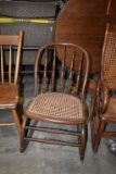 SMALL ROCKING CHAIR, SPINDLE BACK, CANE SEAT