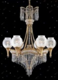 SCHOENBEK BRASS CHANDELIER W/6 LIGHTS, (2) MATCHING SCONCES