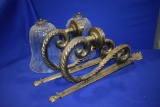 (2) BRASS LIGHT FIXTURES W/GLASS GLOBES