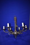 OIL BRONZE CHANDELIER, 6 BULBS, APPROX. 27