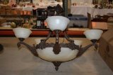 LARGE RUBBED BRONZE CHANDELIER, 8 BULBS, APPROX. 31