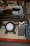 BOX OF ASSORTED FAN BLADES, MISC. FAN MOTOR GLOBE