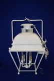 LARGE WHITE LANTERN STYLED LIGHT FIXTURE, APPROX. 32