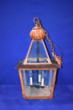 GLASS/METAL LANTERN STYLED HANGING LIGHT FIXTURE,