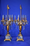 (2) BRASS & GLASS LAMPS