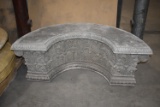 SEMI-CIRCLE GARDEN BENCH, COMPOSITE CONCRETE LOOK/STYLE