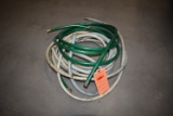 (1) GREEN GARDEN HOSE, (1) WHITE GARDEN HOSE