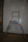 ADJUSTABLE PLATFORM LADDER W/SAFETY RAILS, ALUMINUM