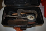 BLACK PLASTIC TOOLBOX W/HAND PLANE, MALLET,