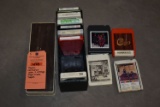 PLASTIC CONTAINER W/11 VINTAGE EIGHT TRACK TAPES