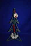GREEN METAL CHRISTMAS TREE CANDLE HOLDER