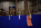 (3) GOLD CHRISTMAS TREE STOCKING HOLDERS