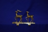 (2) GOLD REINDEER CHRISTMAS STOCKING HOLDERS