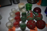 (13) ASSORTED GLASS CANDLES & (7) ASSORTED CANDLES