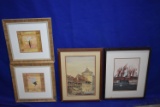(4) ASSORTED PAINTINGS IN GOLD/WOODEN FRAMES,