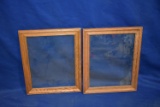 (2) WOODEN FRAMES W/GLASS PICTURE PROTECTIVE INSERT,
