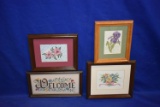 (4) ASSORTED CROSS STITCH IN WOODEN FRAMES
