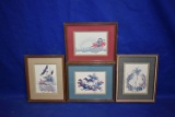 (4) NATIVE AMERICAN PRINTS, WOOD FRAMES, APPROX. 1'H x 9