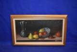 FRAMED FRUIT STILL LIFE ON CANVAS, 16-1/2