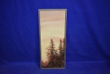 FRAMED EARTHTONE TREES ON CANVAS, 13