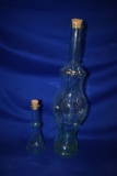 (2) GLASS BOTTLES W/CORK TOPS
